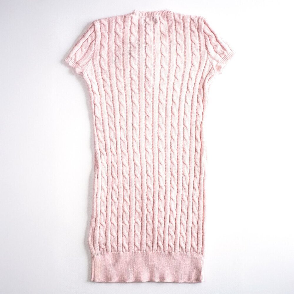 NEW Polo Ralph Lauren Girls Cable Knit Cotton Sweater Dress Pale Pink $75 M 8-10 - Picture 2 of 10